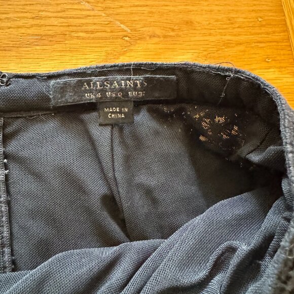 Allsaints Rowan black lace midi skirt UK 4 US 0 - Picture 4 of 9